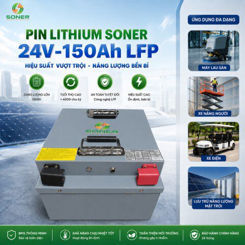 Pin lithium Soner 24V-150Ah LFP