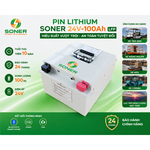 Pin lithium Soner 24V-100A LFP