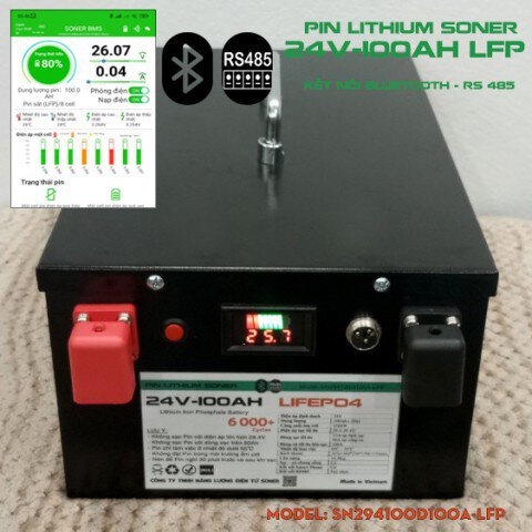 Pin lithium Soner 24V-100A LFP