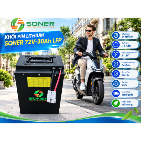 Pin Lithium Soner  Xe điện 72V-30Ah LFP 