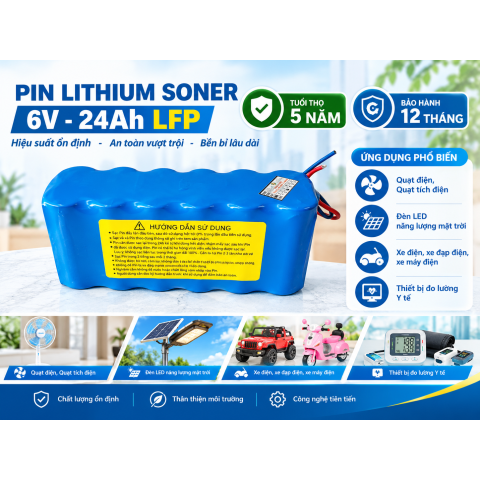 Pin lithium Soner 6V-24Ah LFP Pin lithium Soner 6V-24Ah LFP