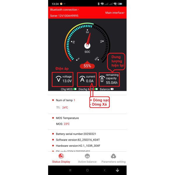 Hướng dẫn Kết nối Smart Phone với Pin lithium Soner