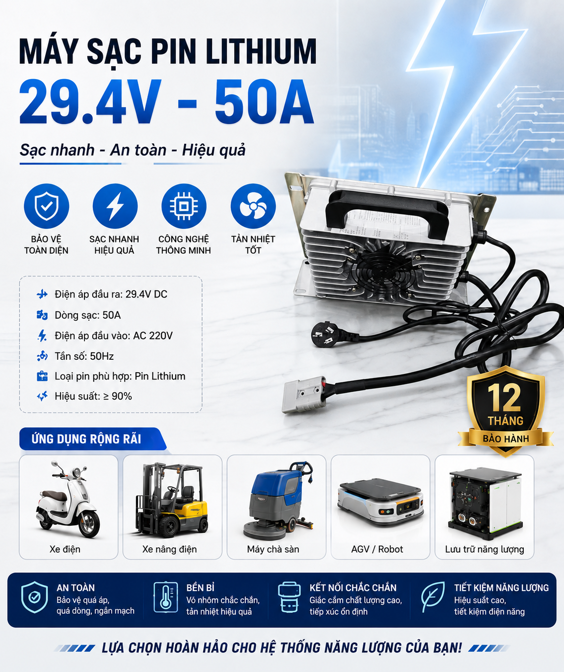 May sac Pin 29.4V-50Ah