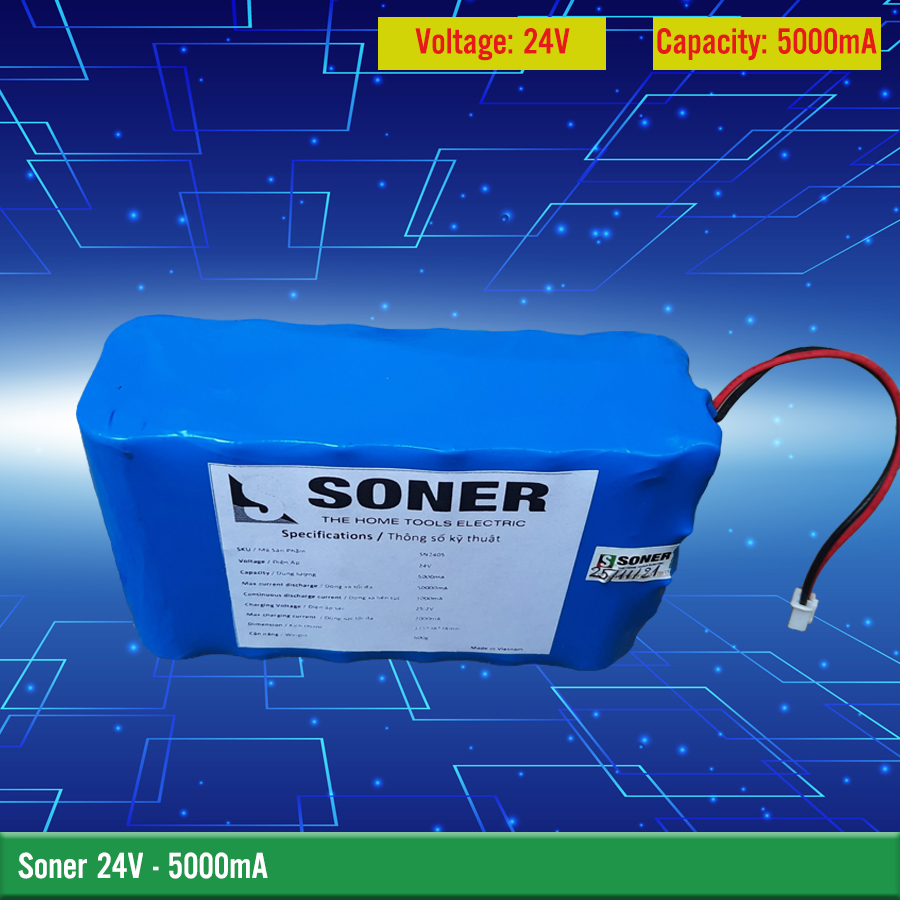 pin lithium Soner 24V-5000ma