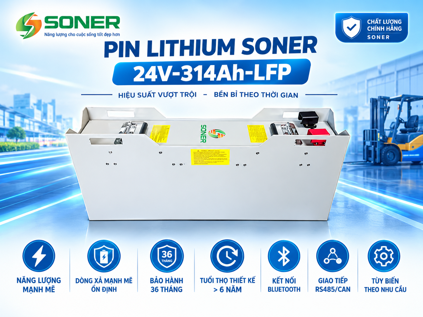Pin xe nang Soner 24V-314Ah LFP