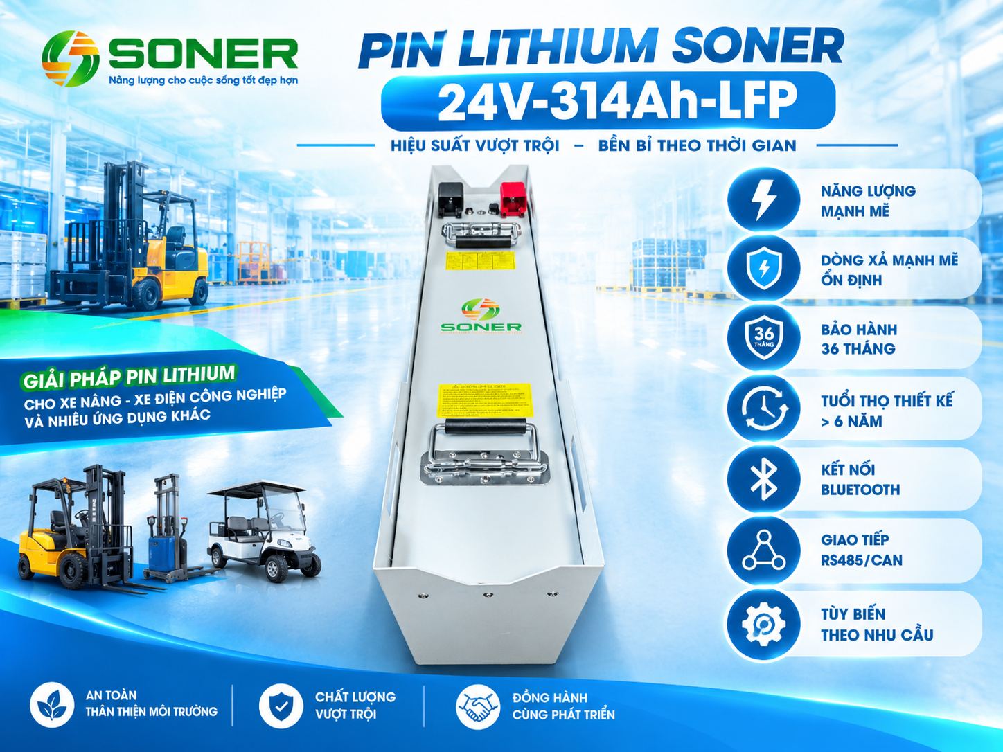 Pin xe nang Soner 24V-314Ah LFP