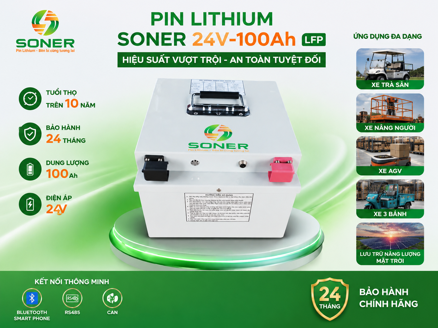 Pin Soner 24V-100Ah