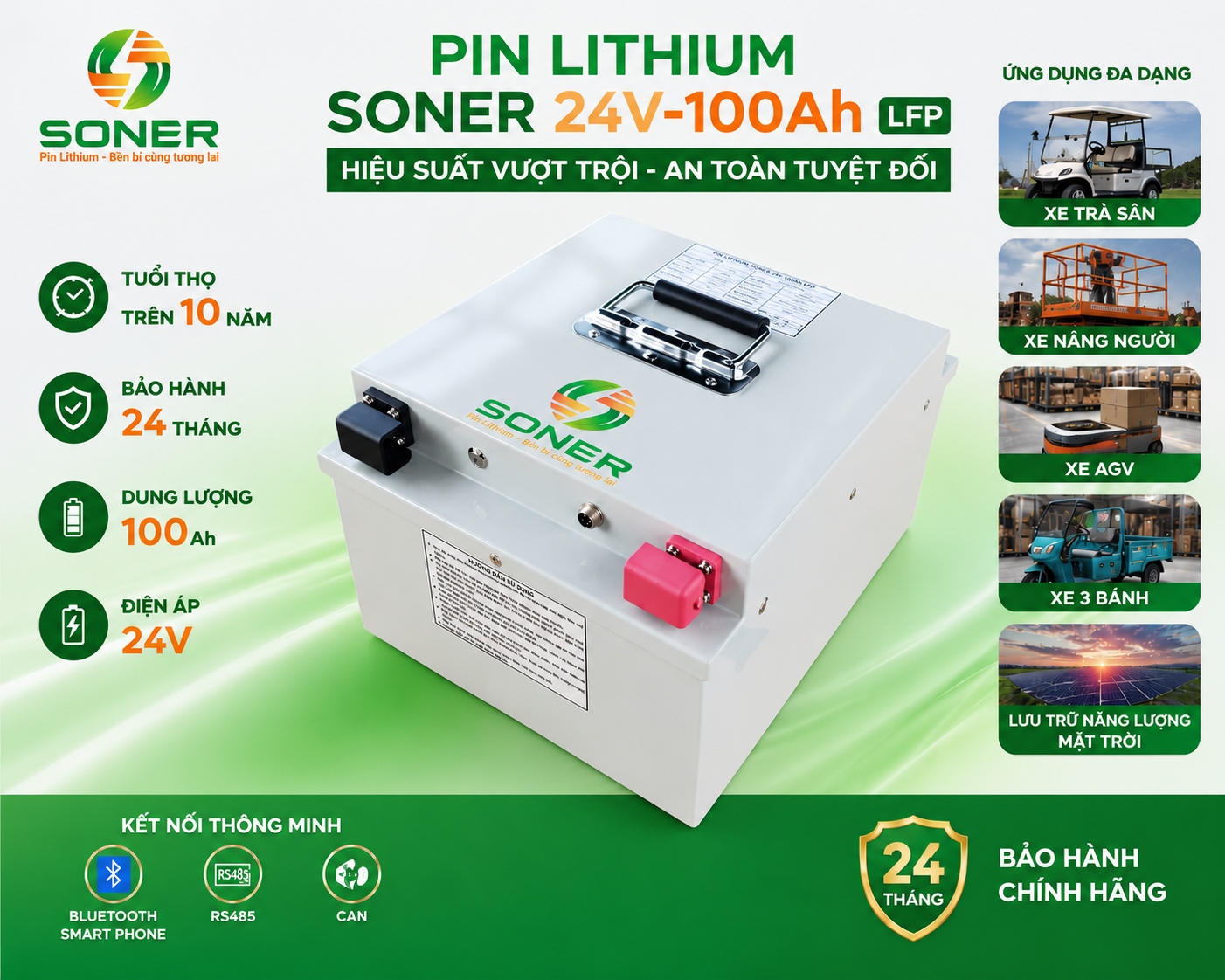 Pin Soner 24V-100Ah