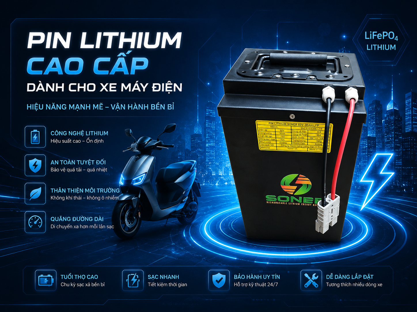 Pin soner 60V-30Ah