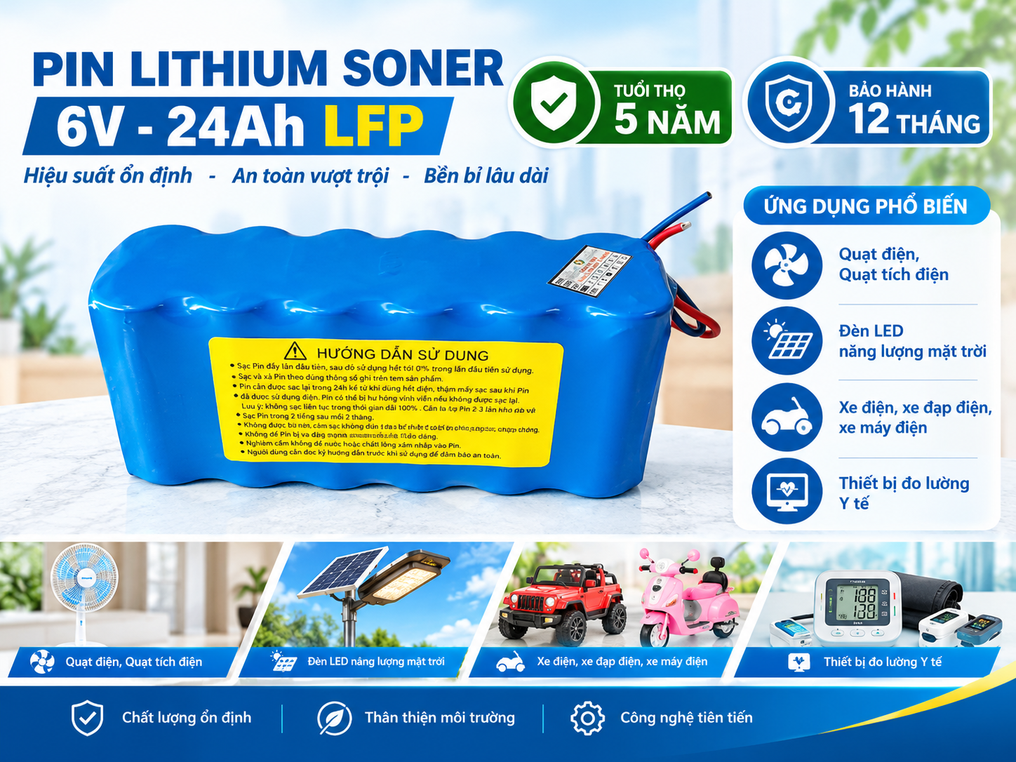 Pin Soner 6V - 24Ah