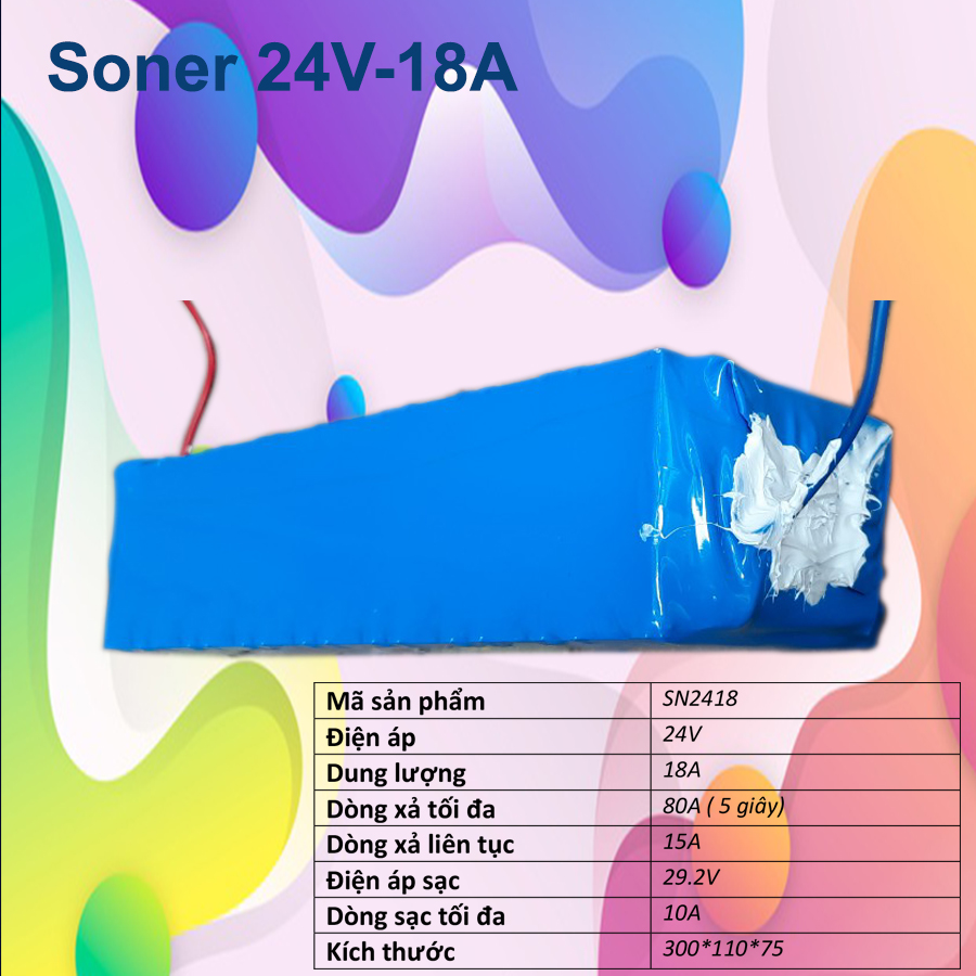 pin ac quy lithium Soner 24V-18A
